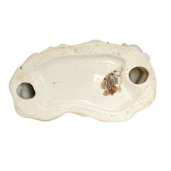 Santa Figurine W Fish In Bag Blue Top Hat Porcelain Pastel Color Christmas Decor - Picture 6 of 8